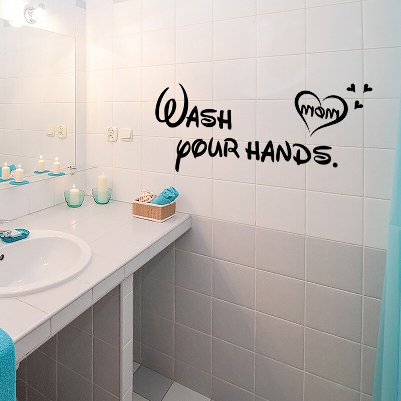 wash your hands Wall Sticker for bathroom Health home decoration Mural Art font Decals wallpaper Hand basin stickers