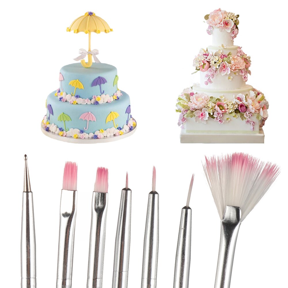 3/7Pcs Fondant Cake Schilderen Borstel Decorating Afstoffen Icing Gebak Cake Decorating Pen Brush Diy Gebak Cake gereedschap Zxh