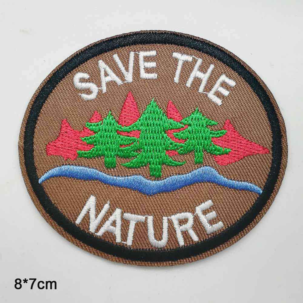 Love Earth Theme Make The World A Better Place Lamb Green Bulb Outdoor Iron On Embroidered Clothes Patches For Clothing: SAVE THE(B5-1