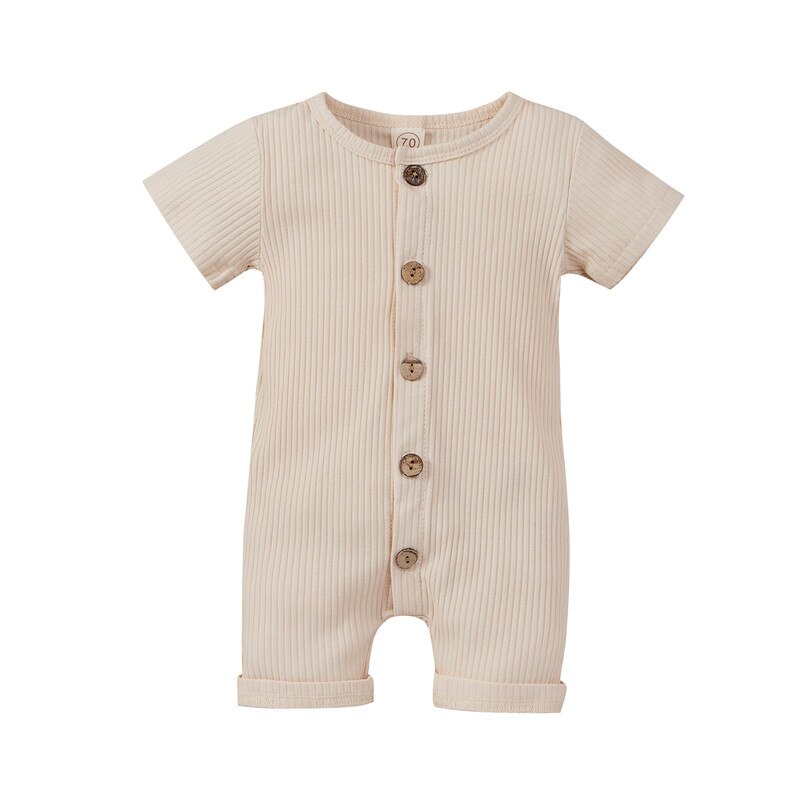 Bbay Boys Girls Casual Romper Solid Color Round Collar Short Sleeve Jumpsuits One-pieces for Boys and Girls Infant Clothing: A / 12M
