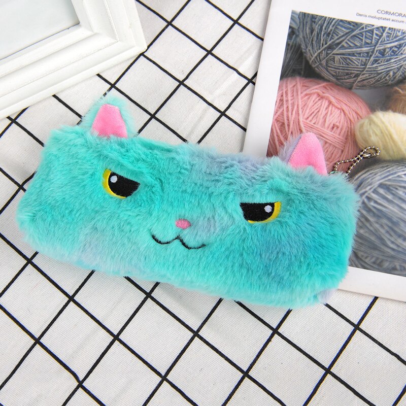 Licorne trousse scolaire Peluche trousse crayon Mignonne fourniture scolaire Colorée trousse kawaii scolaire Gros yeux pencil case: O