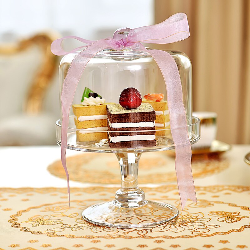 Bandeja de cristal transparente minimalista para pastel de estilo europeo, bandeja alta para fruta, Bandeja de postres de decoración de cumpleaños para boda LB81304