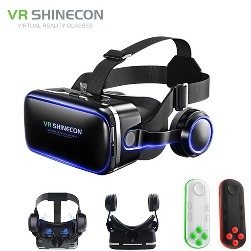 VR Shinecon 6.0 G04E VR Bril Google Kartonnen 3D Virtual Reality Bril Headset Hoofd Mount voor 4.7-6.2' inch Smartphone