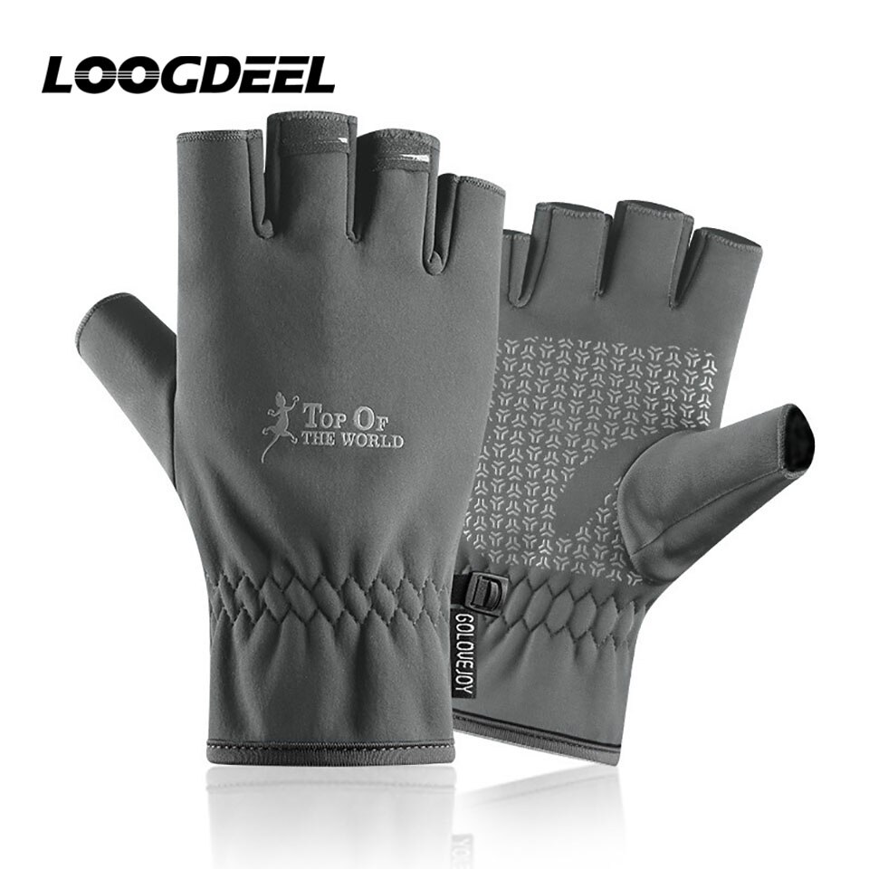 LOOGDEEL Multi Purpose Winter Warm Flip Half Finger Full Finger Two-Finger Cut Outdoor Gloves Palm Non-slip Riding Fishing Glove: B Gray / L