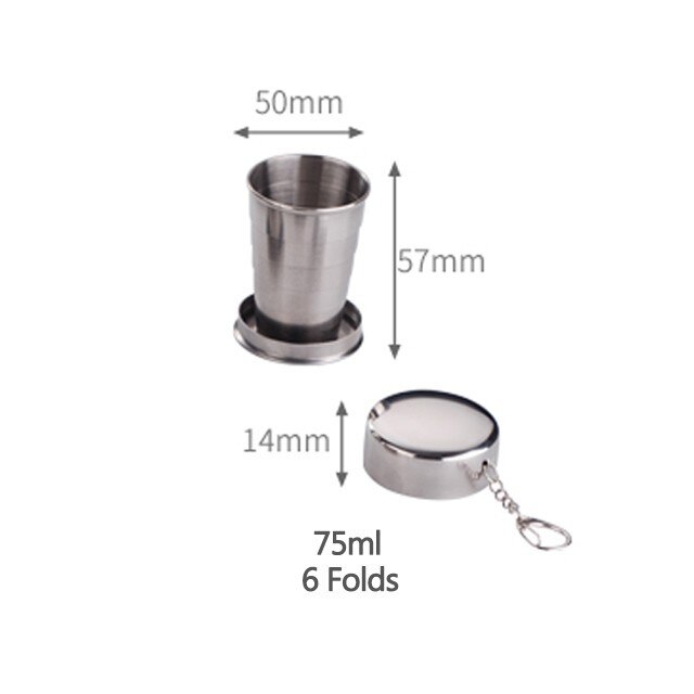 75ml/150ml/250ml Falten Tasse Edelstahl Klapp Becher Kaffee Tassen Faltbare Getränk Küche Zubehör: 75ML