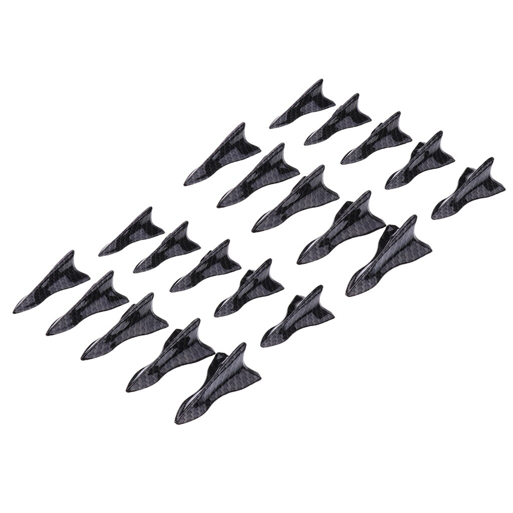 Air Vortex Generator Diffuser Shark Fin 20pcs Set Kit Spoiler Roof Wing Carbon Fiber Pattern (Carbon)