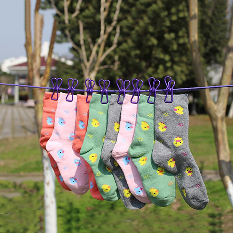 180Cm Droogrek Voor Kleding Doek Hangers Draagbare Reizen Waslijn Multifunctionele Lijn Met 12 Clips Staal Kleding Lijn Pinnen