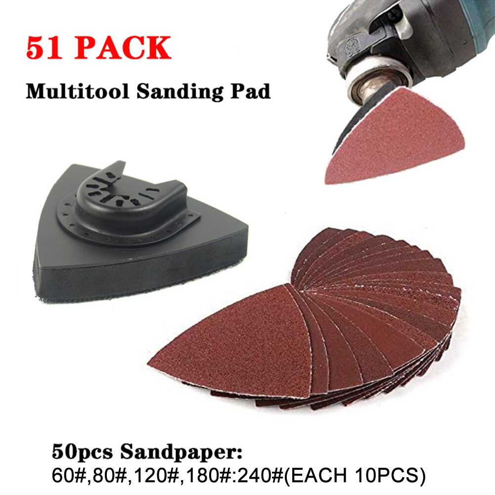 51pcs Polishing Oscillating Multitools Power Tool ABS Sand Disc Kit Saw Blades Triangle Sandpaper Triangular Home Woodworking: A