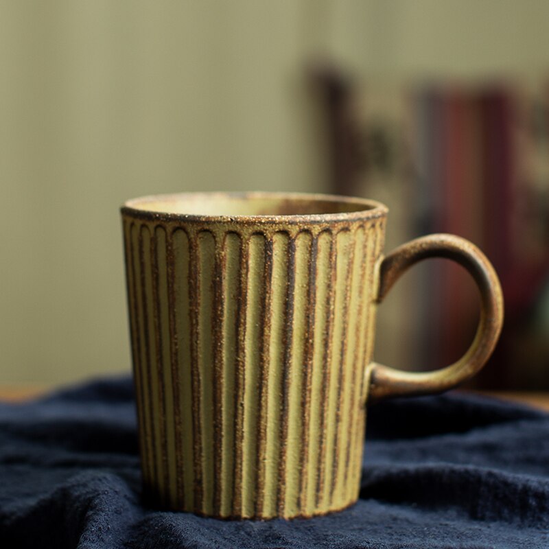 Tasse à café en céramique japonaise, faite à la main, rétro européen, verte, blanche, littéraire, Simple, de , ensemble de tasses Vintage en poterie: Mug 3