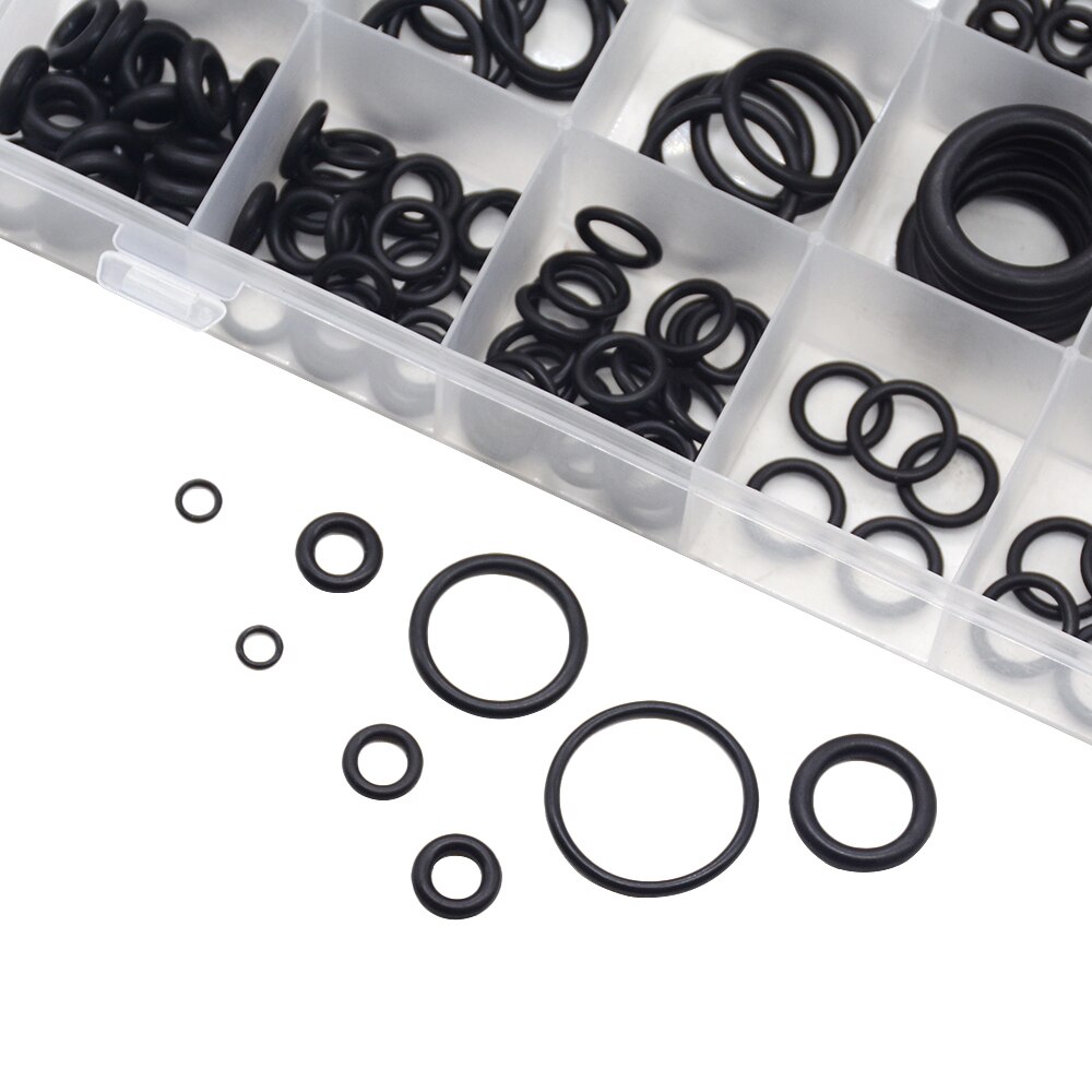 225 Stks/partij Zwart Rubber O Ring Assortiment Washer Pakking Afdichting O-Ring Kit 18 Maten Met Plastic Doos