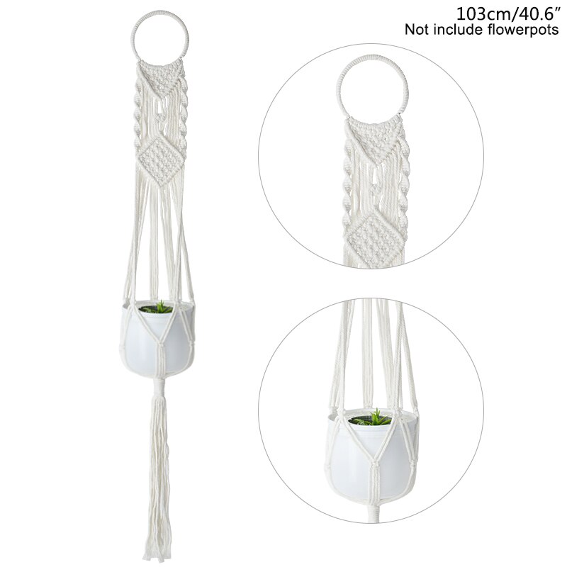 Panier suspendu pour plantes en macramé, fait à la main, Pot de fleurs, décoration murale de maison, panier suspendu de jardin: F