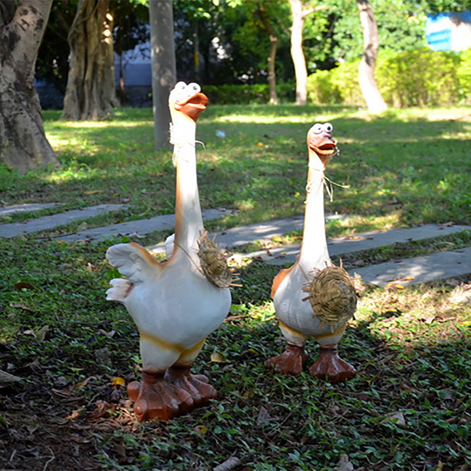 Garden Statue Simulation Pond Decor Landscape Crafts Resin Pool Landscaping Courtyard Decoration Straw Hat Idyllic Duck