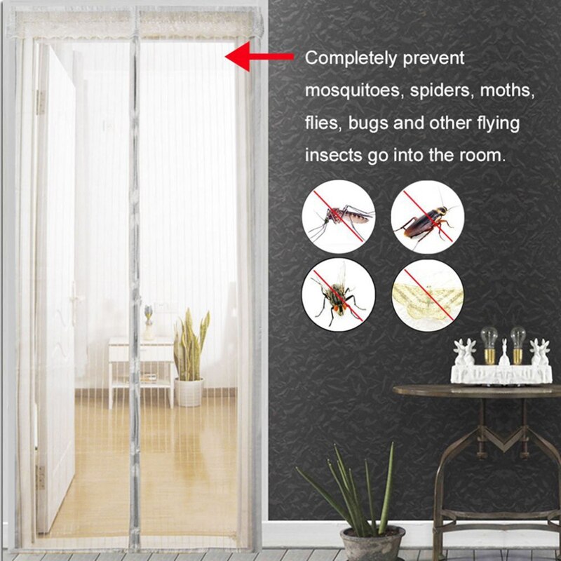 Anti Mosquito Insect Fly Bug Screen Door Curtains Magnetic Mesh Net Automatic Closing Door Screen Kitchen Curtain