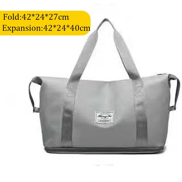 Składane torby podróżne duża pojemność przechowywania torba składana Tote Carry On bagaż torebka wodoodporne damskie torebki na ramię Duffel: Light grey B