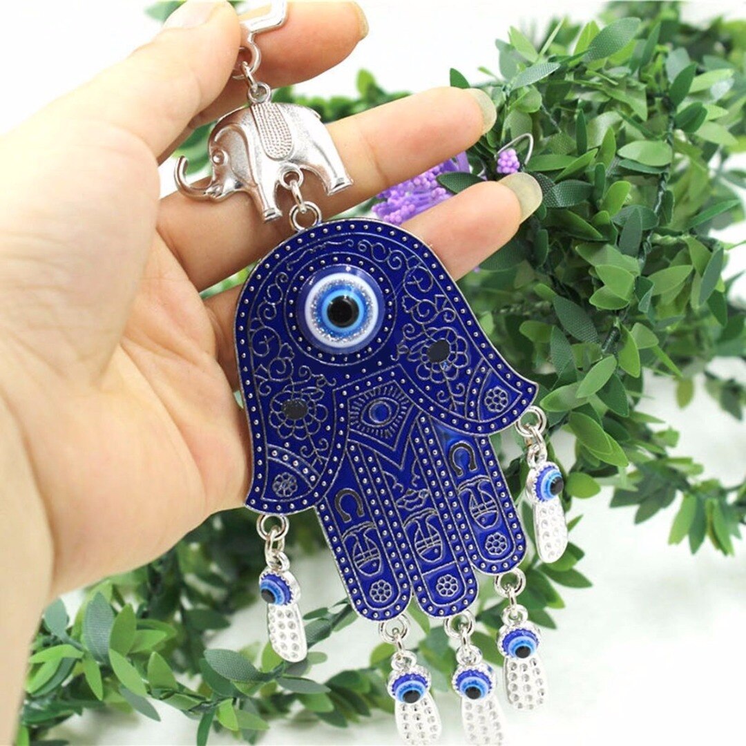 Turkse Blue Evil Eye Hamsa Hand Amulet Muur Bescherming Opknoping Auto 'S Home Decor