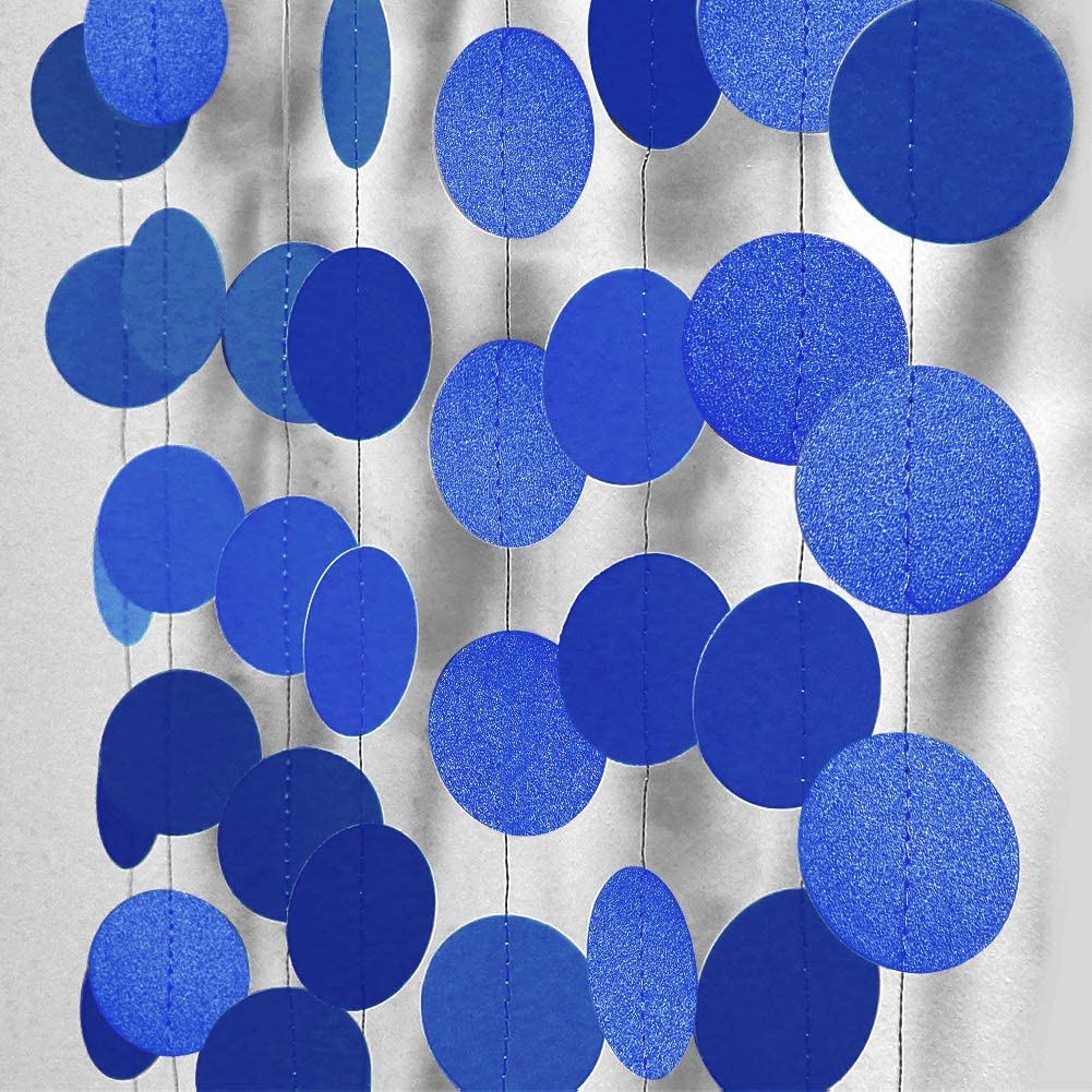 Royal Blue Paper Circle Garland Hanging Boy Kids Ocean Themed Hanging Birthday Party Banner Backdrop Baby Shower Wall Decoration