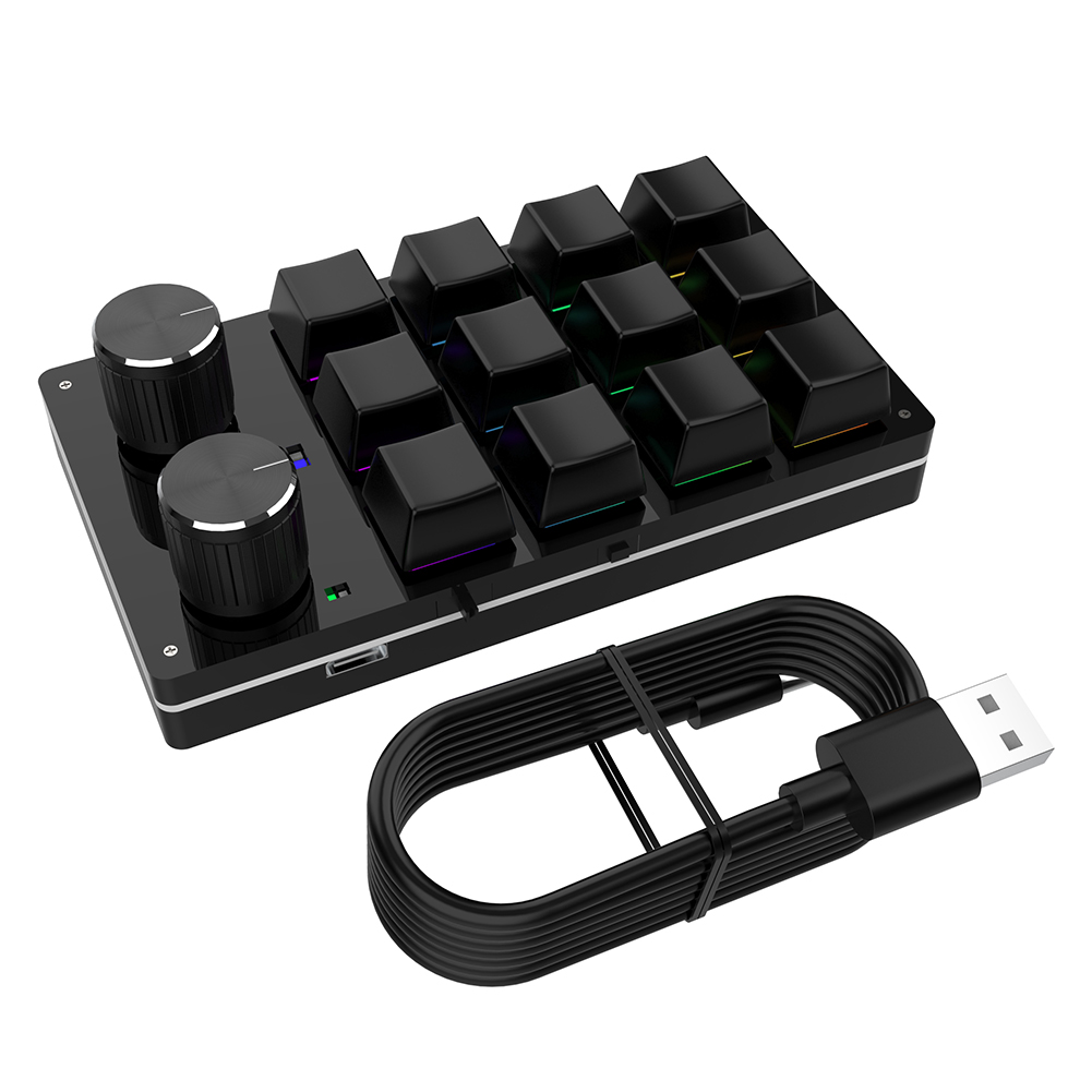 12 klawisz 2 pokrętło klawiatura makro RGB klawiatura mechaniczna gorący zamiana klawiatura niestandardowa klawiatura jednoręczna mini klawiatura robić gier mini klawiatura