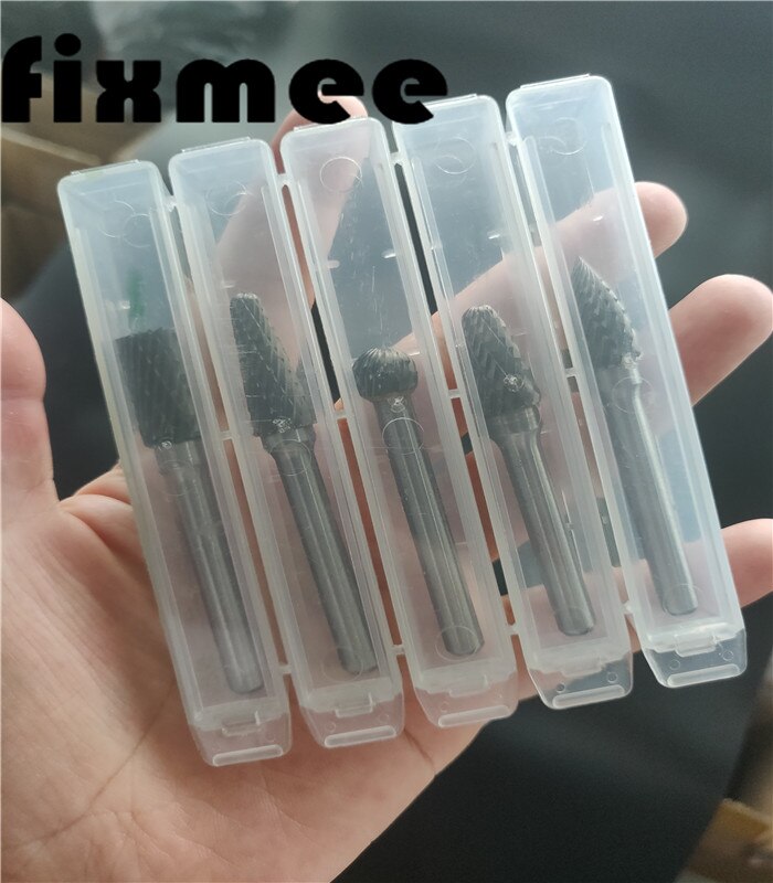 Fixmit – lime de coupe rotative en carbure de tungstène, 5 pièces, tige de 1/4 pouces, fraise de 10mm