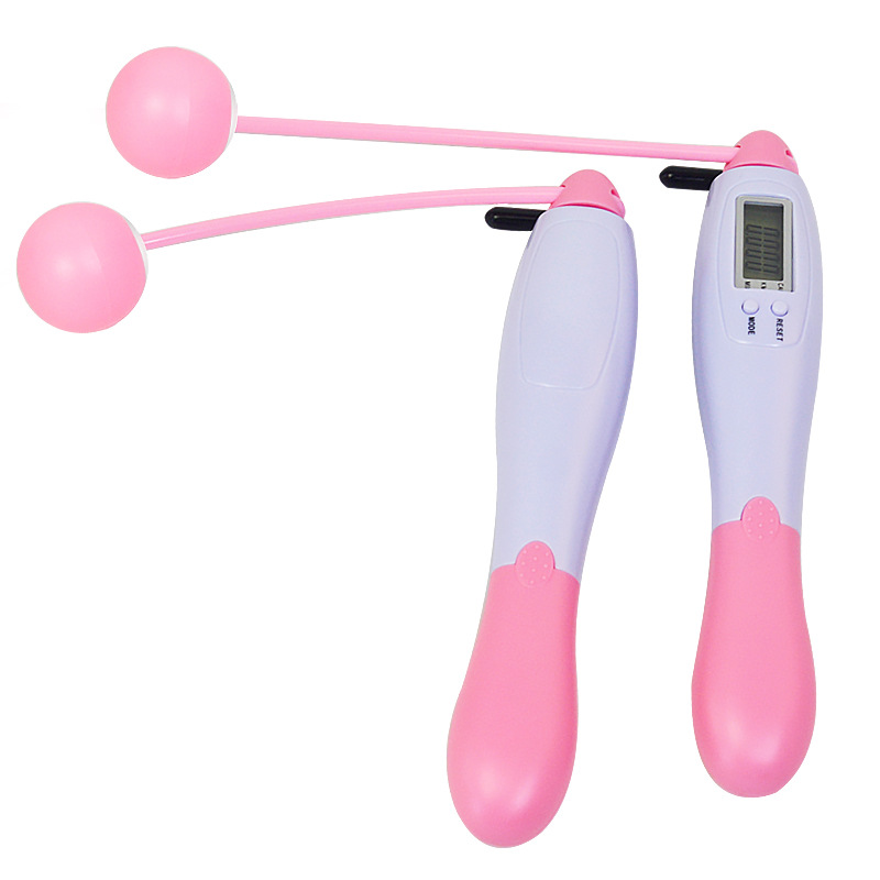 2022 digital sem fio contador de calorias pular corda esporte pesos exercício fitness corpo edifício sem fio digital pular cordas conjunto: Wireless ball pink
