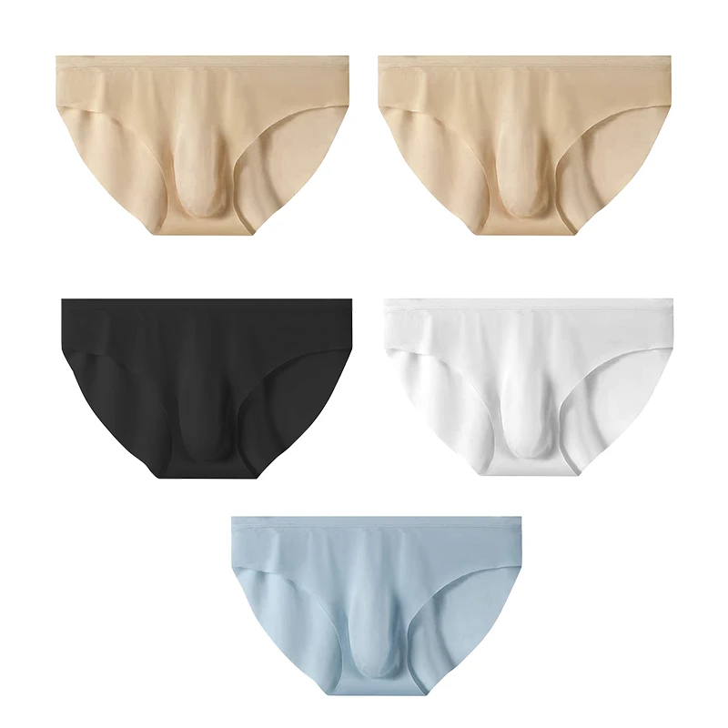 5 paren/partij heren ultradunne slipje ijszijde slips zomer transparant naadloos sexy sneldrogend ademend ondergoed slips: XXL / zwart