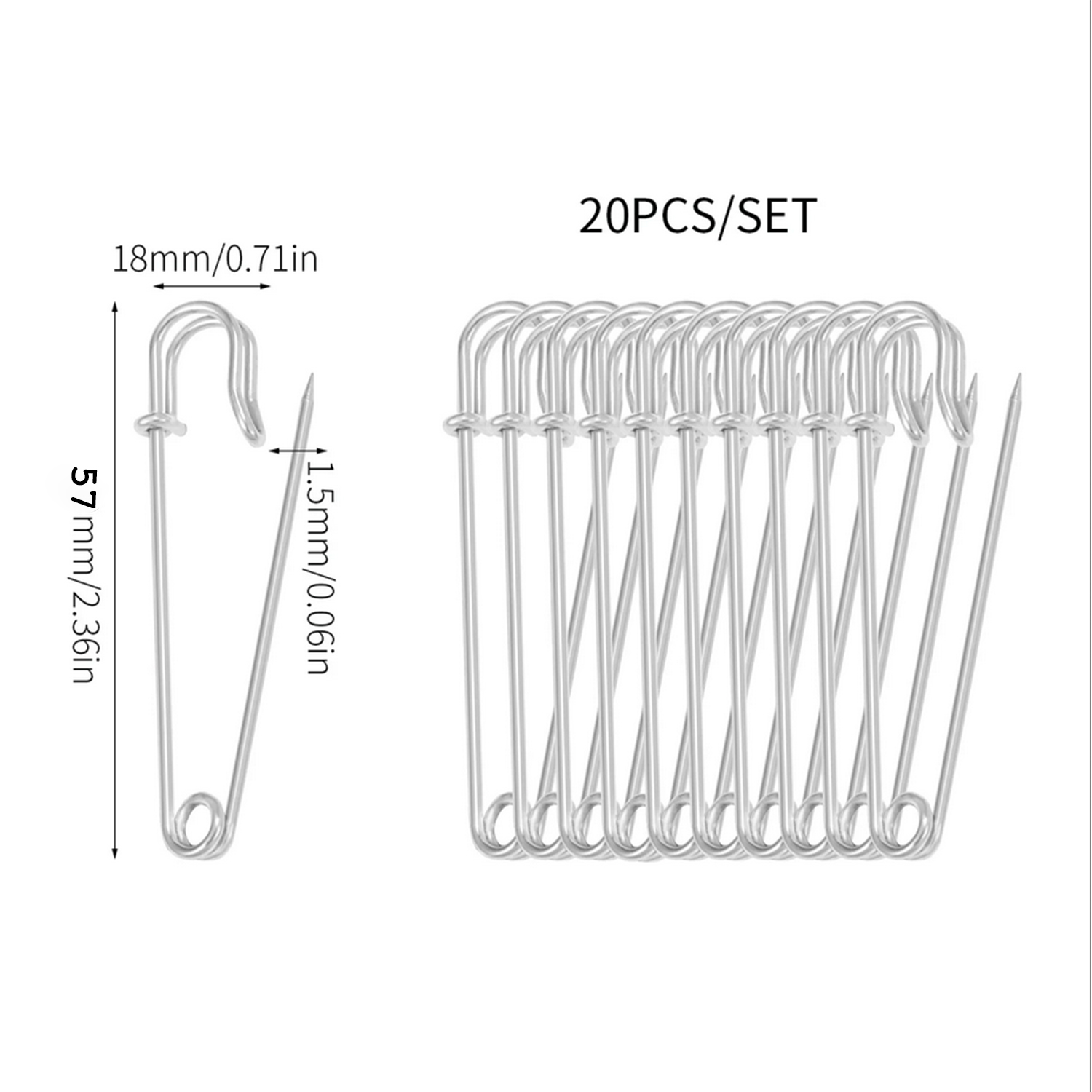 20 unids/lote, alfileres de seguridad de Metal grandes, longitud 50mm, alfileres de broche, sujetadores de bloqueo de resorte, herramientas de costura DIY, accesorios de ropa: Lavanda