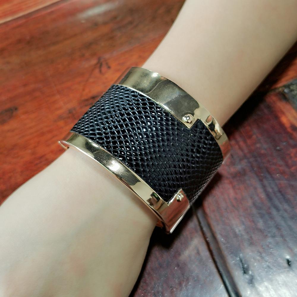 Bredt, stort legeret armbånd armbånd punk læder chunky armbånd til kvinder statement kvindelige fest smykker ukmoc