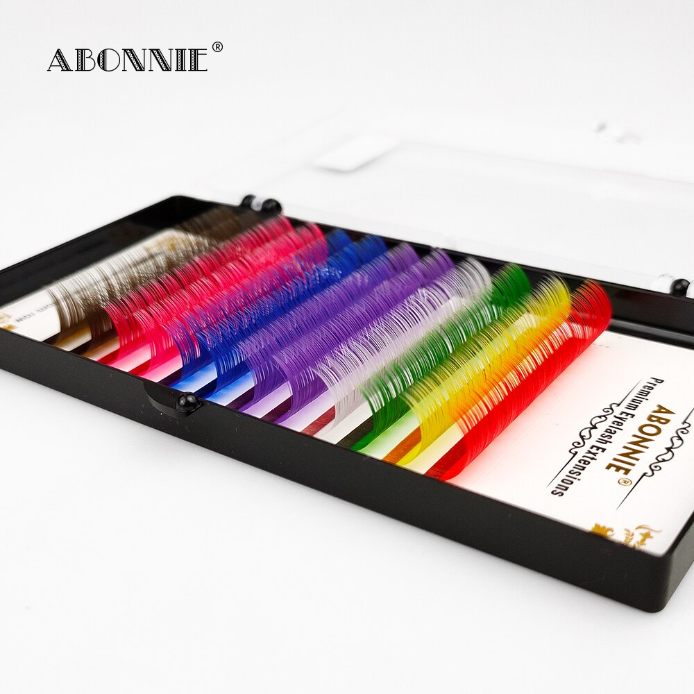 Abonnie-extensiones de pestañas de colores mezclados, 8 colores, volumen prémium, seda, colores Cilios