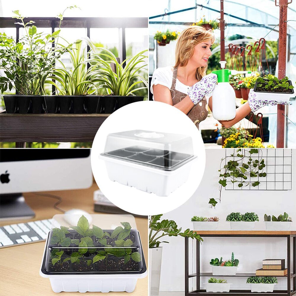 5PCS Breathable Nursery Box Cells Seedling Starter Trays Nursery Pots Seed Tray Humidity Adjustable Switch Grow Box Per Pots
