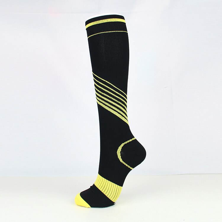 Basketball Socken Compression Sox Streifen Druck Krampfadern Strumpf Knie Unterstützung Stretch Druck Durchblutung Radfahren Socken: YELLOW / S M 20cm 36cm