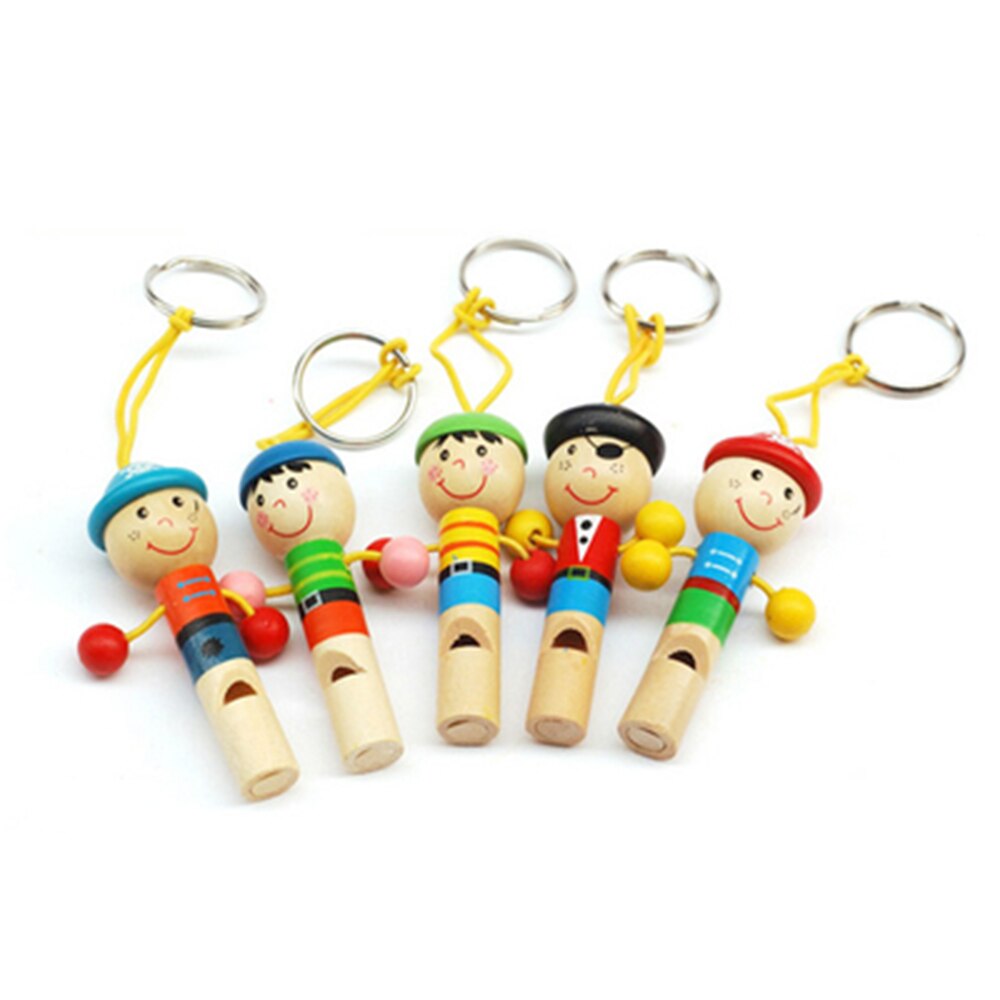 cute children cartoon wooden toy hanging pirate key fob small whistle musical instrument music puzzle