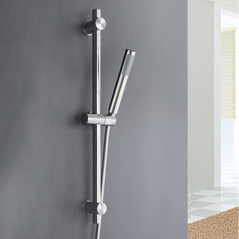 SUS304 Stainless Steel Adjustable Shower Slide Bar Bath Handheld Shower Rail Sliding Rod with Hand Shower &amp; Hose Brushed