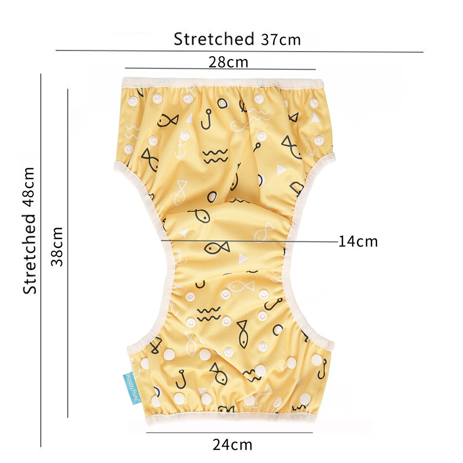 Happy Flute – couche-culotte ajustable en tissu réutilisable pour bébé, 2 pièces, housse lavable, pour l'été, pantalon de piscine