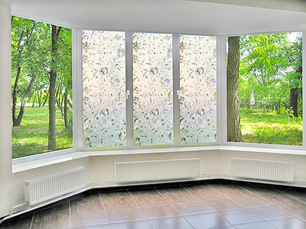 3D Flower Pattern Frosted Window Glass Film Self-adhesive Protective Film For Home Decoration