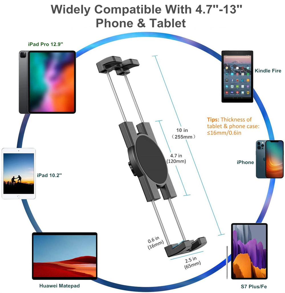 Soporte de abrazadera para tableta y manillar de 4,7 a 13 pulgadas, soporte para teléfono con Clip para motocicleta, bicicleta y Scooter para iPad 12,9 S8 S7 Fe Plus
