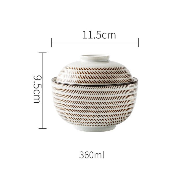 Cuenco de cerámica para sopa, tazón japonés de 4,5 pulgadas y 6,5 pulgadas con tapa, tazón de porcelana azul y blanca para arroz, tazón para sopa y estofado de: 4.5inch tureen C