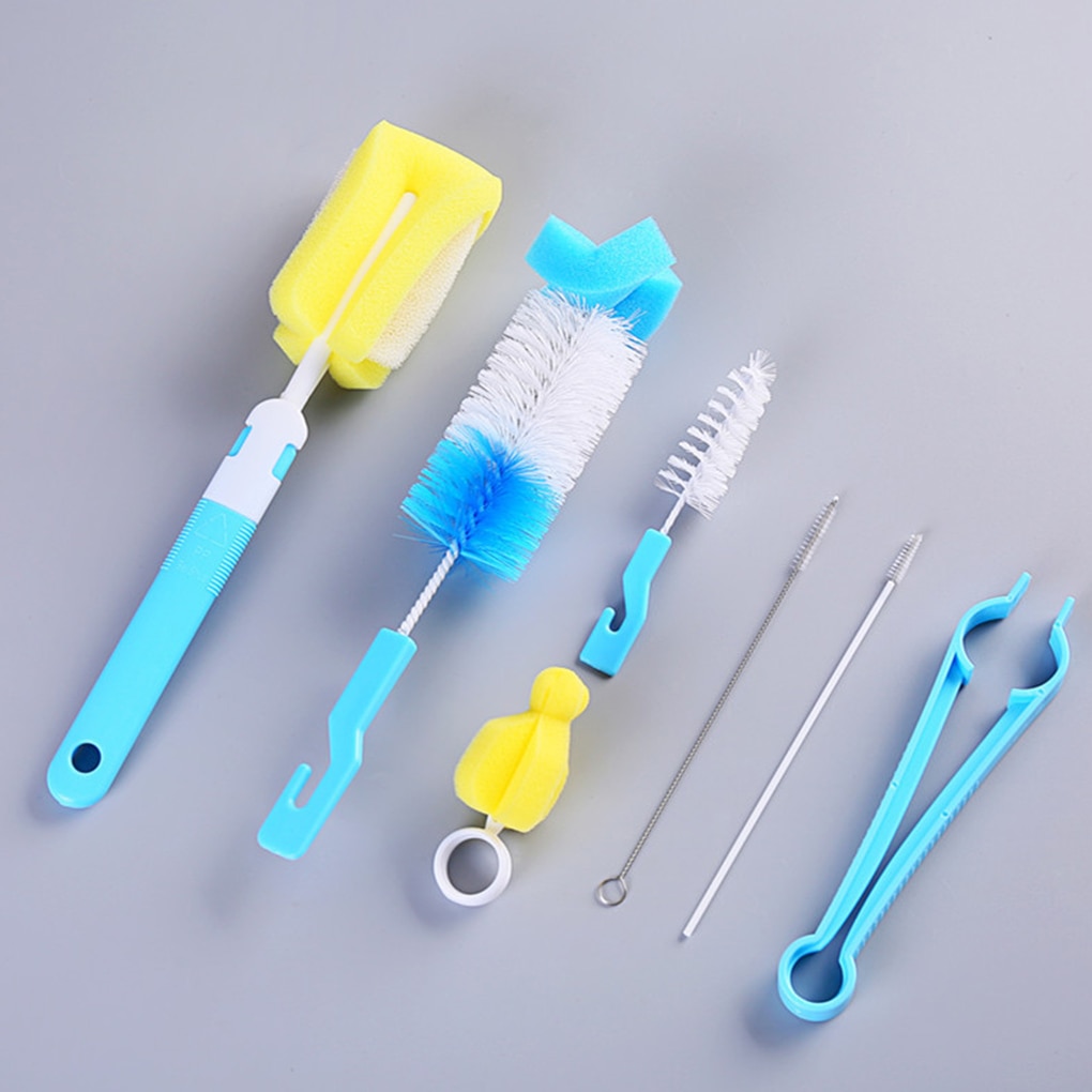 ! 7 pièces ensemble de brosses de biberon éponge nettoyage tasse brosses bouteilles pour bébés Kit de nettoyage de Tube anti-rayures