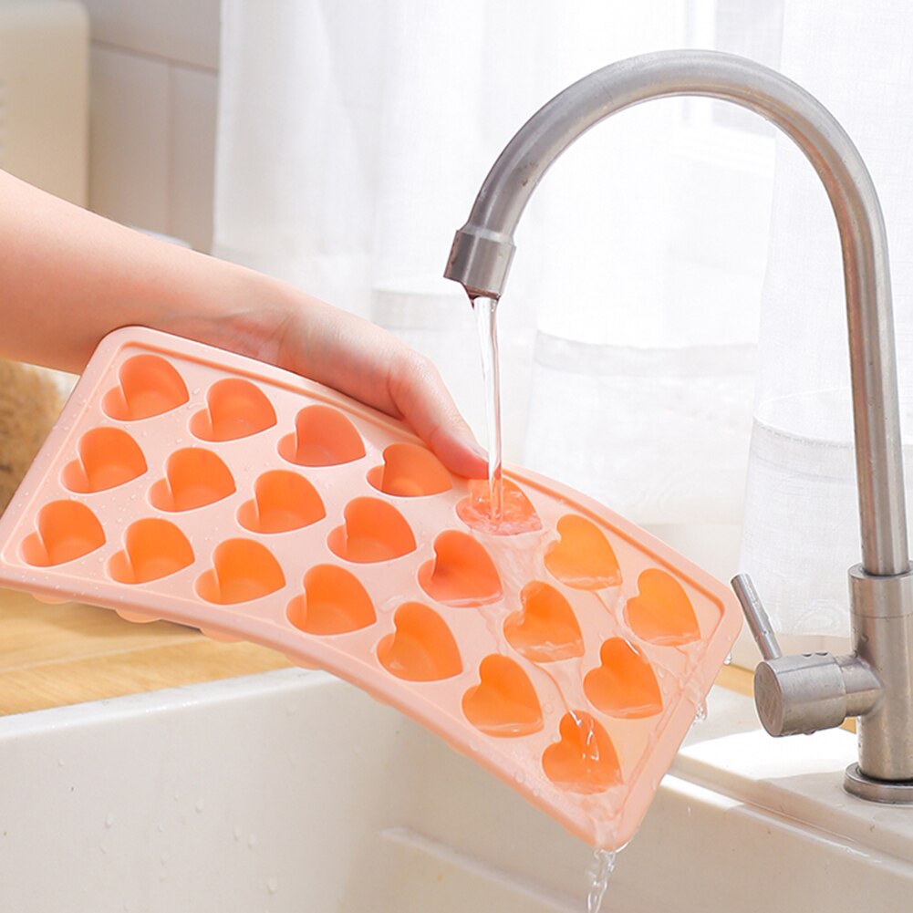 21 Grids Ice Block Mold Heart Shape Ice Tray Silicone DIY Ice Block Mold Handmade Ice Cream Chocolate Making Mould with Lid