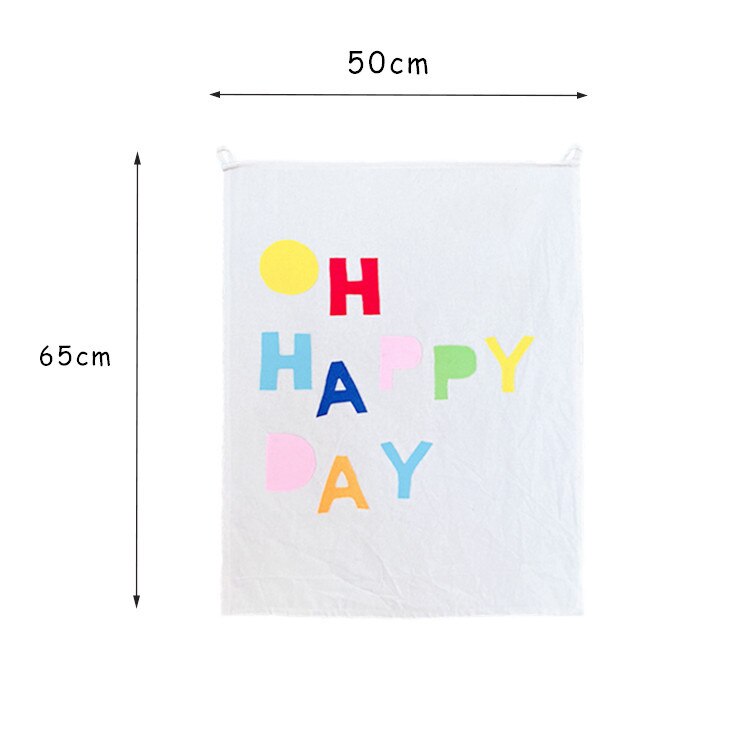 Birthday Theme Backdrop Wall Decorative OH HAPPY DAY Cotton Canvas Wall Background Cloth Kids HAPPY BIRTHDAY Background Curtain