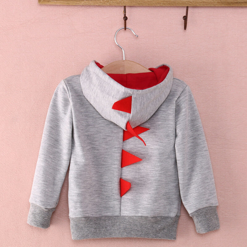 Art Baby Jungen Mantel Kleinkind Kleinkind Dinosaurier Reißverschluss Mit Kapuze Langarm Spitzen Solide Grau Jacke Outwear 0-3Y