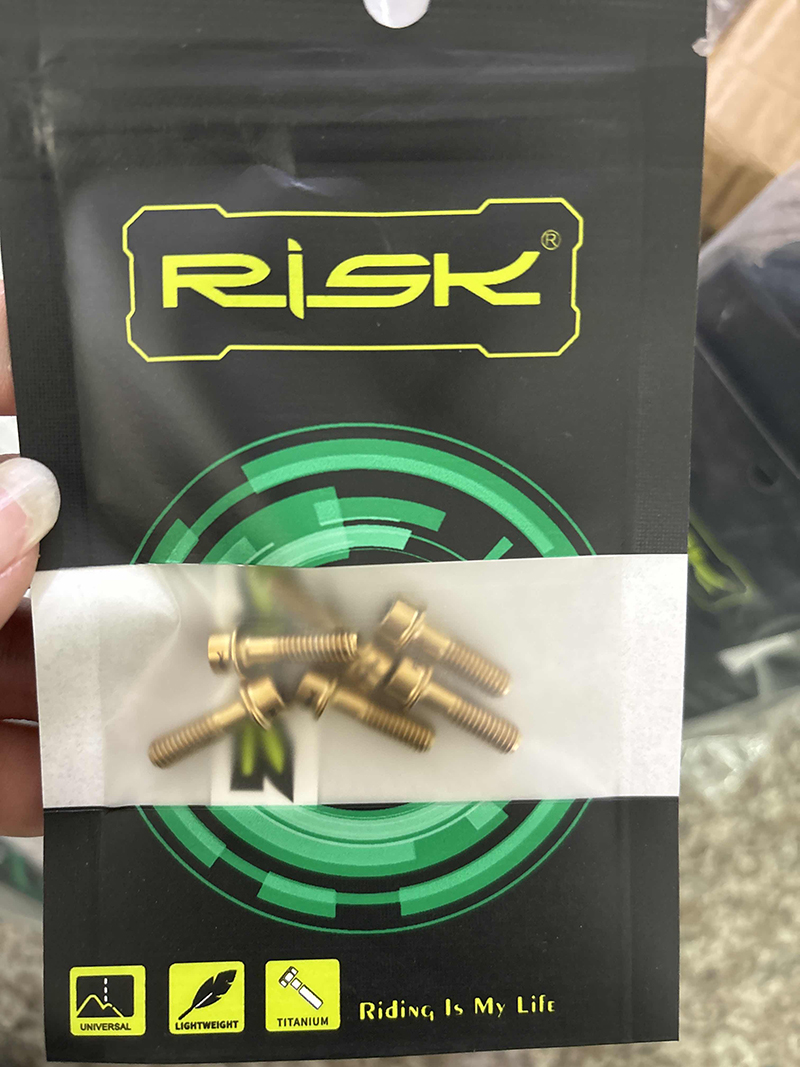 Pernos de vástago de titanio RISK, 6 uds., M5x16mm M5x18mm, tornillos de vástago de bicicleta de aleación de titanio, perno colorido para bicicleta de montaña, accesorios para bicicleta