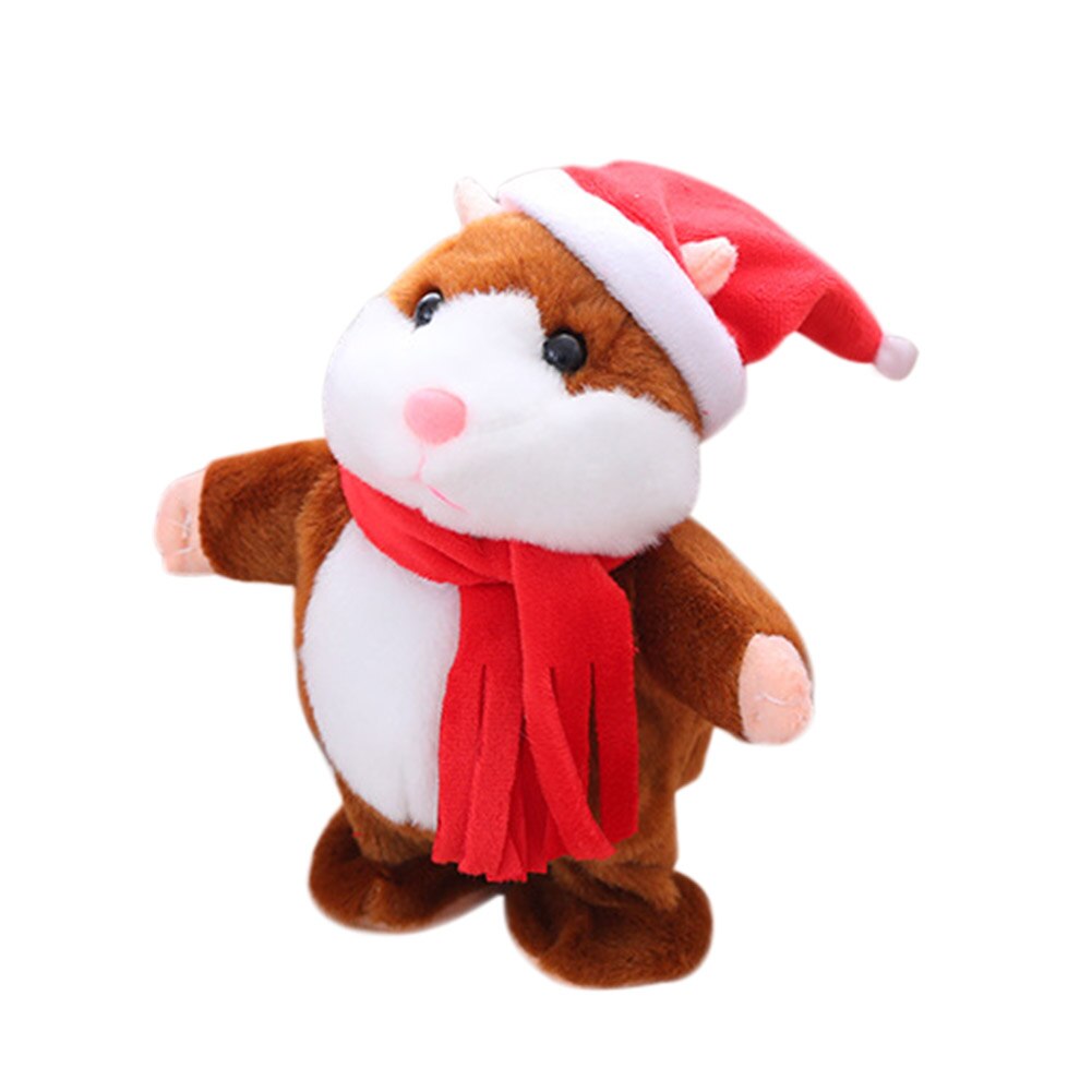 18cm optagelse gående elektrisk hamster børnelegetøj juloptagelse elektrisk hamster taler talende gående muselegetøj: Rødt tørklæde brun