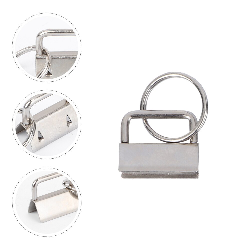 50Pcs Diy Stof Sleutelhanger Fob Polsbandje Met Key Ring Voor Lanyard Bagage Riem Accessoires (25Mm, zilver)