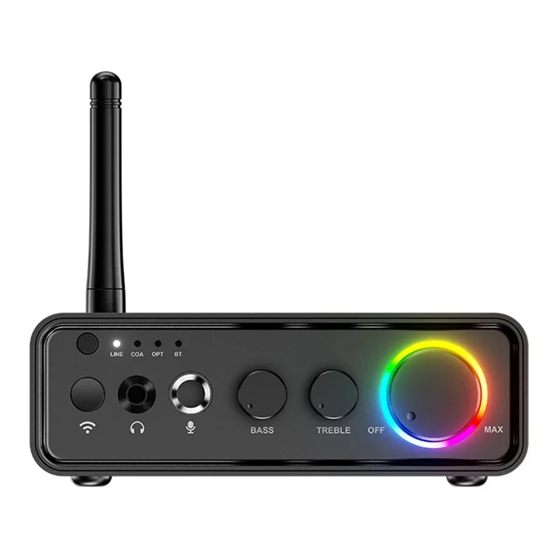 Mini TPA3116D2 Bluetooth 5.3 Class D Power Amplifier 2.0 Audio Amplifier 100Wx2 200W with Microphone Optical Coaxial Input: transparent