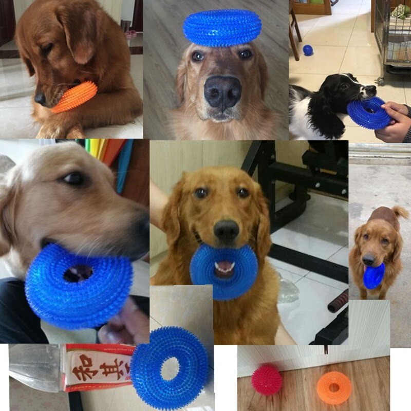 Funny Chew Toy for Golden Retriever Large Dogs Training Thorn Circle Ring Small Dog Toys Sound Interactive Pet Toys