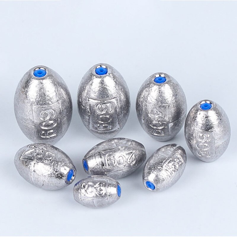Plomos de plomo en forma de Oliva de 10 piezas, peso de pesca de plomo hueco de 1g-10g con conector de gancho de tubo de plástico, accesorios de aparejos de pesca