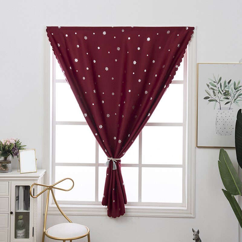 Cortinas de Velcro de ventana moderna para el dormitorio de la sala de estar de plata estrellas apagón cortinas Beige azul rojo rosa Panel cortinas: wine red