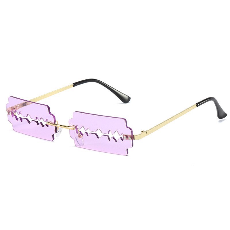 Blade Style Cool Personality Frameless Trimming Sunglasses Trendy Colorful Sunglasses and Glasses: PURPLE