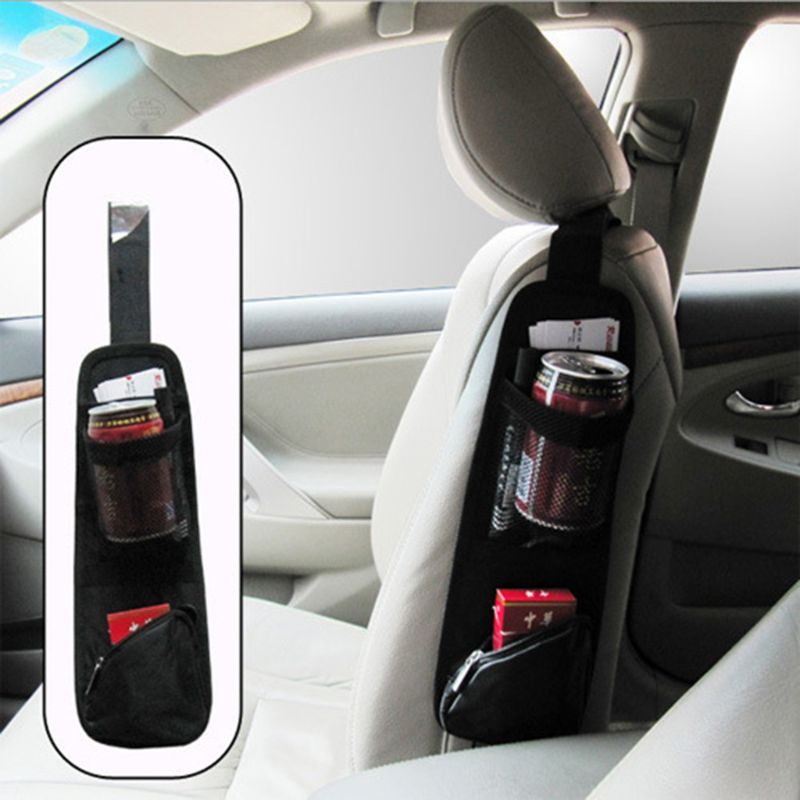 Waterproof Material Auto Car Side Seat Pocket Organiser Tidy Accessory Storage Collector Hang Bag Pouch Cup Holder