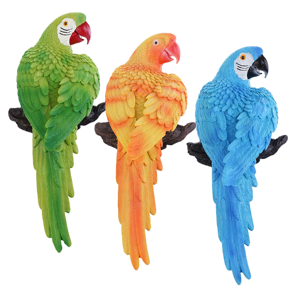 Realistisk papegøje skulptur figur til hjem haven udendørs indendørs indretning harpiks
