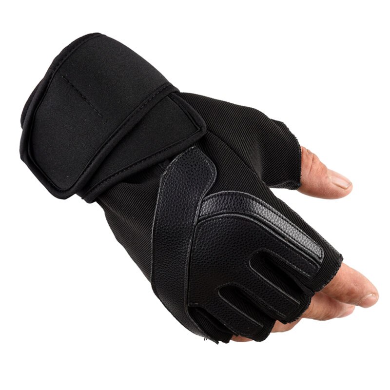 Los hombres de gimnasio guantes de dedo medio Bodybuilding Crossfit Fitness deportes mancuernas de levantamiento de peso Barbell deporte levantamiento de pesas guantes